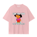 A light pink TOTZ WORLD short-sleeve t-shirt with a graphic of Dora the Explorer and the text 'CAN YOU FIND THE FUCK I GIVE??' printed on the front.