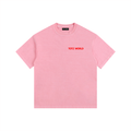 A light pink short-sleeve crewneck t-shirt with 'TOTZ WORLD' printed in red across the chest, displayed flat against a solid white background.
