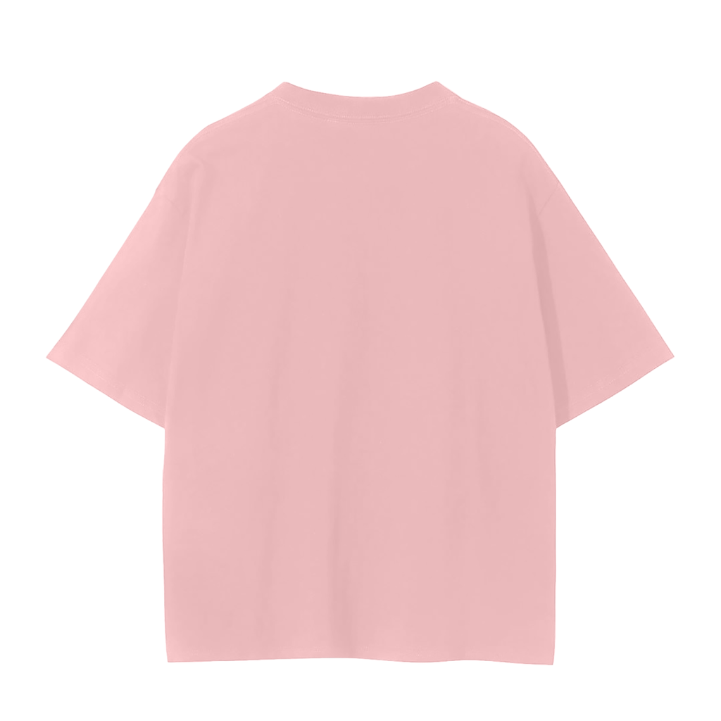 Pink  TOTZ WORLD seamless unisex cotton t-shirt on a white background