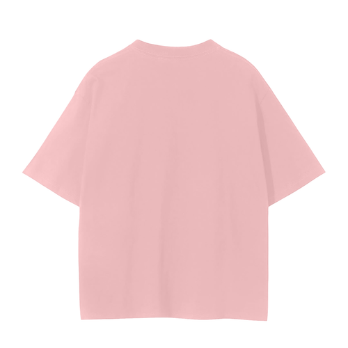 Pink  TOTZ WORLD seamless unisex cotton t-shirt on a white background